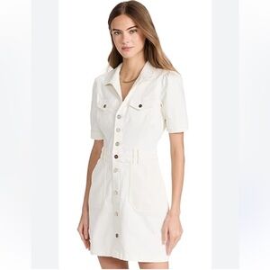 PAIGE Cream Button-Down Mini Dress